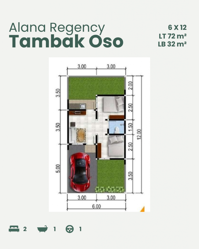 Alana Regency Tambak Oso Tipe 32-72 Floorplan