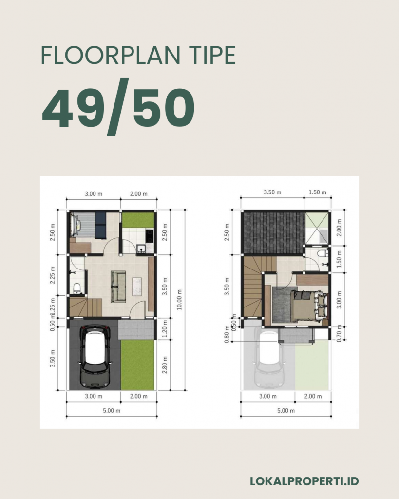 Floorplan Tipe 49_50 Alana Palace Regency Gunung Anyar Surabaya
