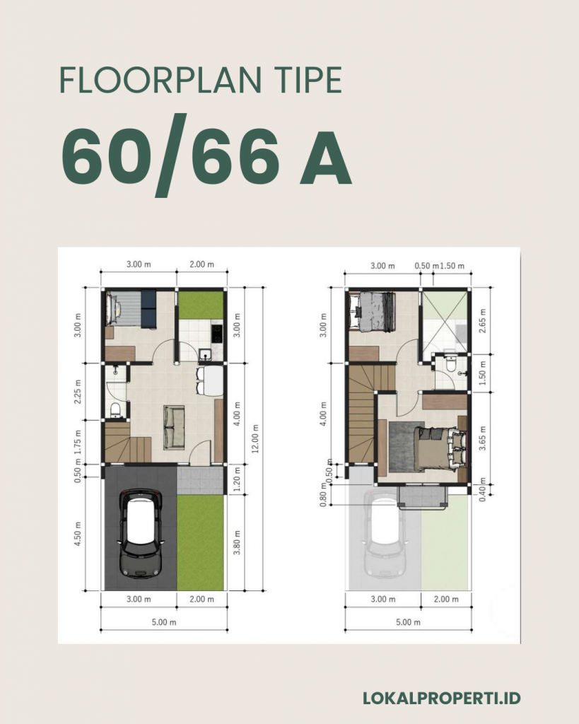 Floorplan Tipe 60_66 5x12 Alana Palace Regency Gunung Anyar Surabaya