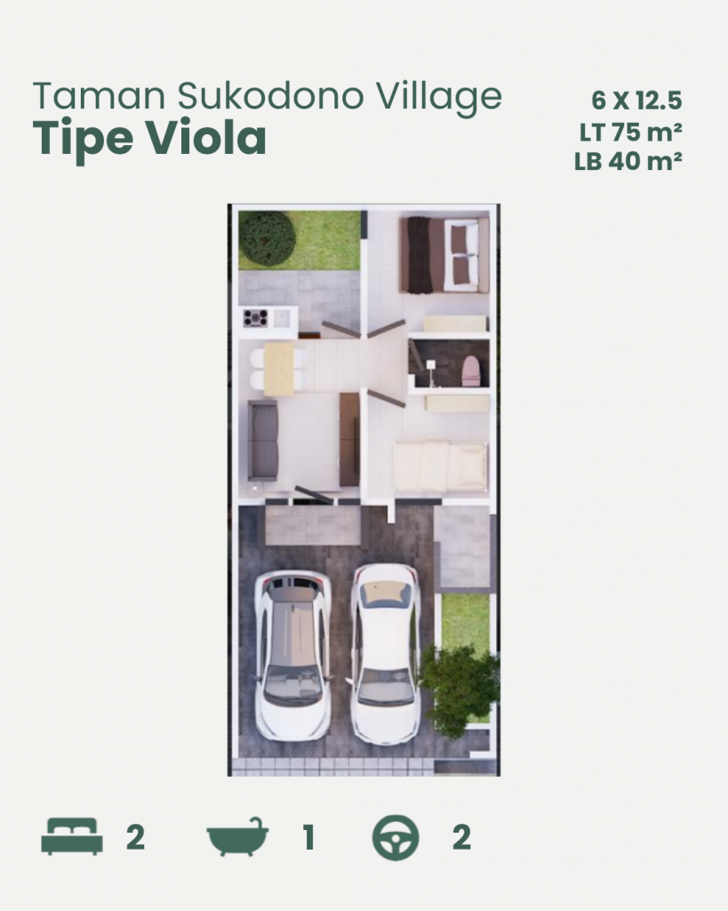 Taman Sukodono Village Sidoarjo Tipe Viola Floorplan