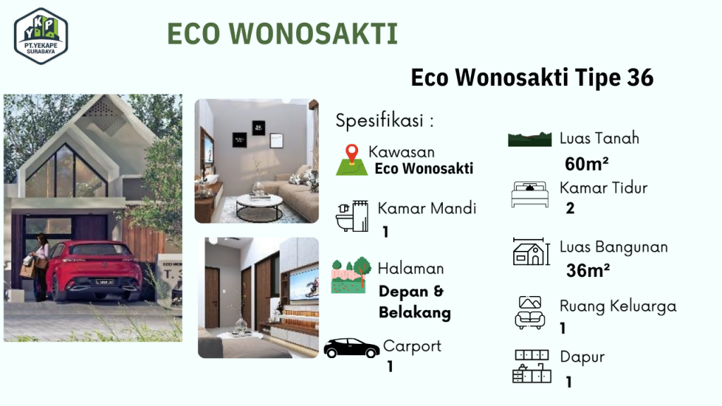 Harga dan KPR Perumahan YKP Eco Wonosakti Wonorejo Rungkut Surabaya Timur Tipe 36 650 juta