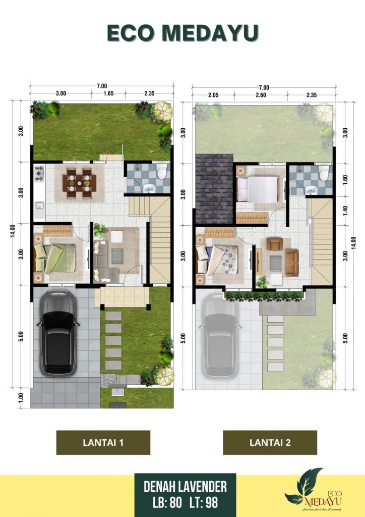 Harga dan KPR Rumah YKP Eco Medayu Tipe Lavender 7x14